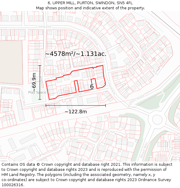 6, UPPER MILL, PURTON, SWINDON, SN5 4FL: Plot and title map