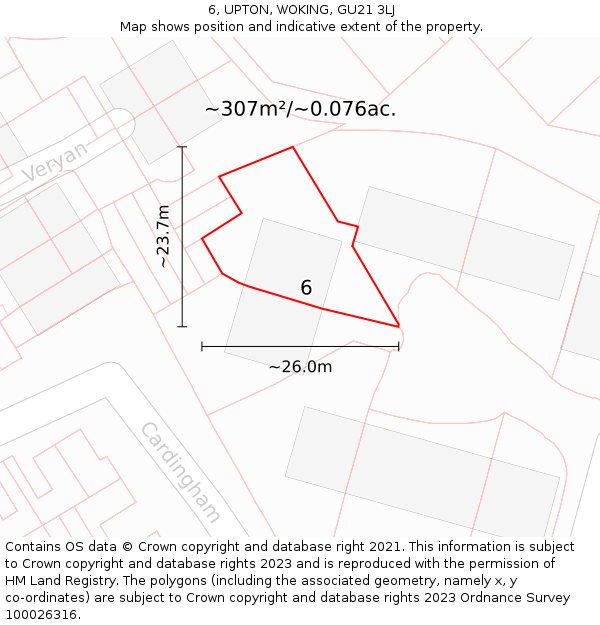 6, UPTON, WOKING, GU21 3LJ: Plot and title map