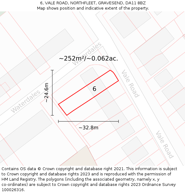 6, VALE ROAD, NORTHFLEET, GRAVESEND, DA11 8BZ: Plot and title map
