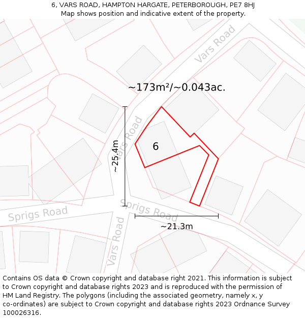 6, VARS ROAD, HAMPTON HARGATE, PETERBOROUGH, PE7 8HJ: Plot and title map