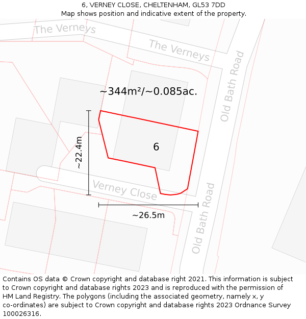 6, VERNEY CLOSE, CHELTENHAM, GL53 7DD: Plot and title map