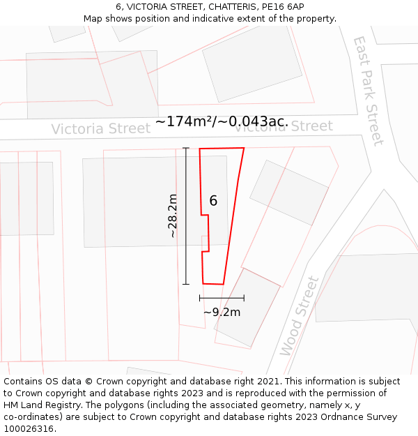 6, VICTORIA STREET, CHATTERIS, PE16 6AP: Plot and title map