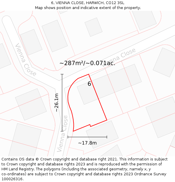 6, VIENNA CLOSE, HARWICH, CO12 3SL: Plot and title map