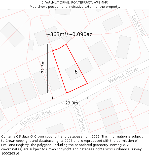 6, WALNUT DRIVE, PONTEFRACT, WF8 4NR: Plot and title map