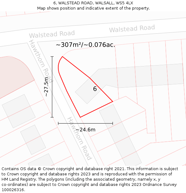 6, WALSTEAD ROAD, WALSALL, WS5 4LX: Plot and title map