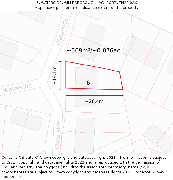 6, WATERSIDE, WILLESBOROUGH, ASHFORD, TN24 0AX: Plot and title map