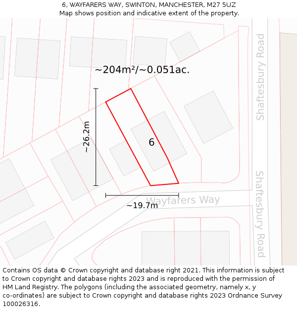 6, WAYFARERS WAY, SWINTON, MANCHESTER, M27 5UZ: Plot and title map