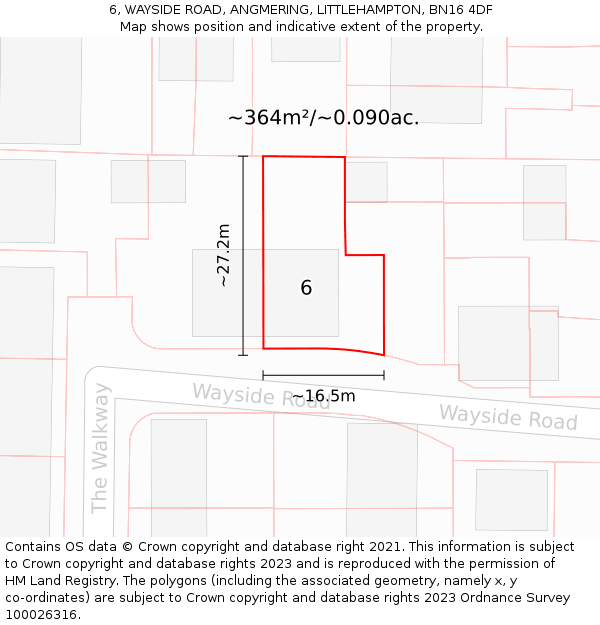 6, WAYSIDE ROAD, ANGMERING, LITTLEHAMPTON, BN16 4DF: Plot and title map