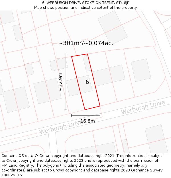 6, WERBURGH DRIVE, STOKE-ON-TRENT, ST4 8JP: Plot and title map