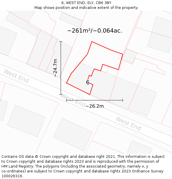6, WEST END, ELY, CB6 3BY: Plot and title map