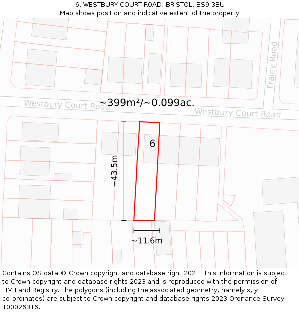 6, WESTBURY COURT ROAD, BRISTOL, BS9 3BU: Plot and title map