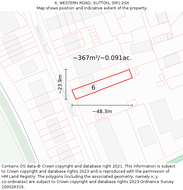 6, WESTERN ROAD, SUTTON, SM1 2SX: Plot and title map