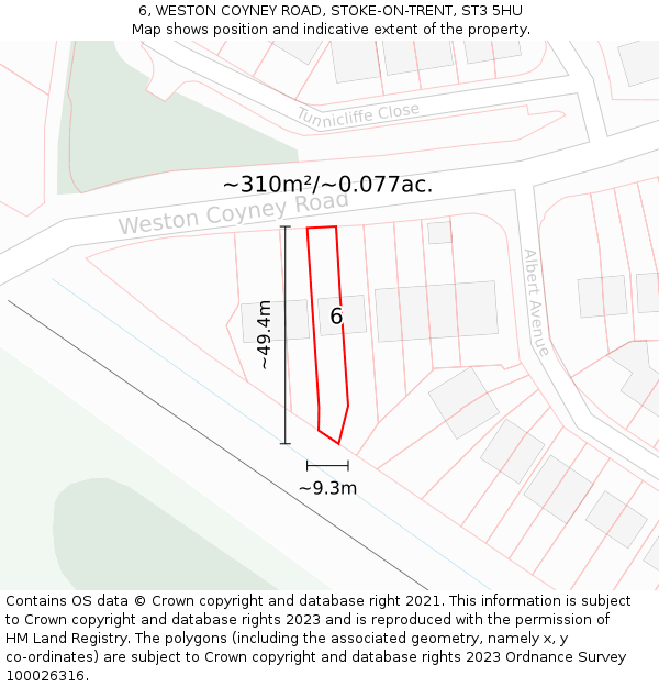 6, WESTON COYNEY ROAD, STOKE-ON-TRENT, ST3 5HU: Plot and title map