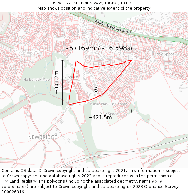 6, WHEAL SPERRIES WAY, TRURO, TR1 3FE: Plot and title map