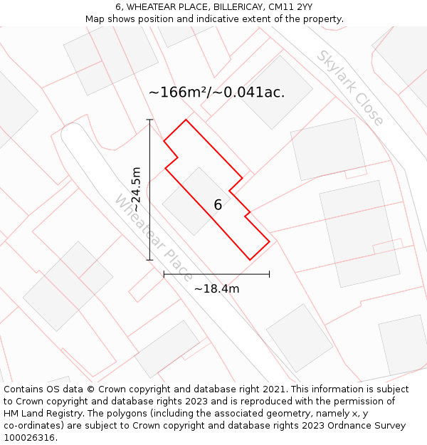 6, WHEATEAR PLACE, BILLERICAY, CM11 2YY: Plot and title map