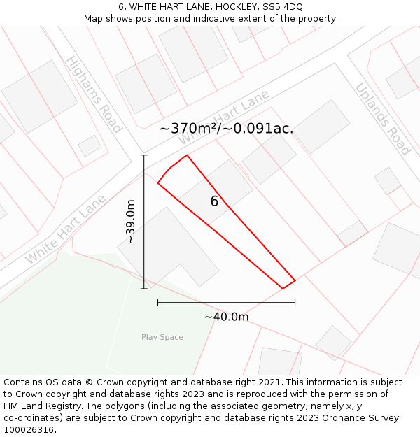 6, WHITE HART LANE, HOCKLEY, SS5 4DQ: Plot and title map