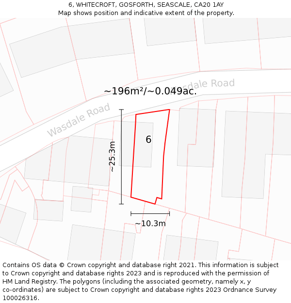 6, WHITECROFT, GOSFORTH, SEASCALE, CA20 1AY: Plot and title map