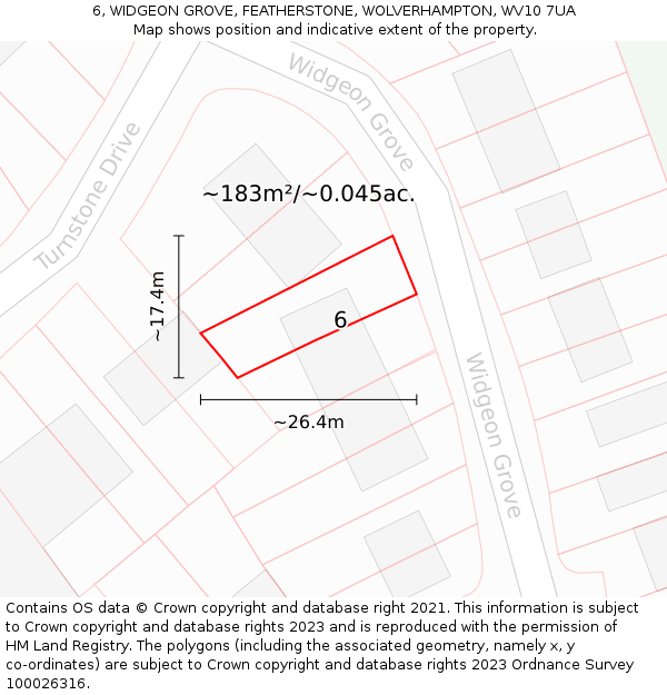 6, WIDGEON GROVE, FEATHERSTONE, WOLVERHAMPTON, WV10 7UA: Plot and title map