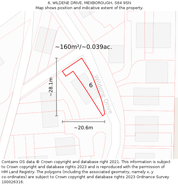 6, WILDENE DRIVE, MEXBOROUGH, S64 9SN: Plot and title map