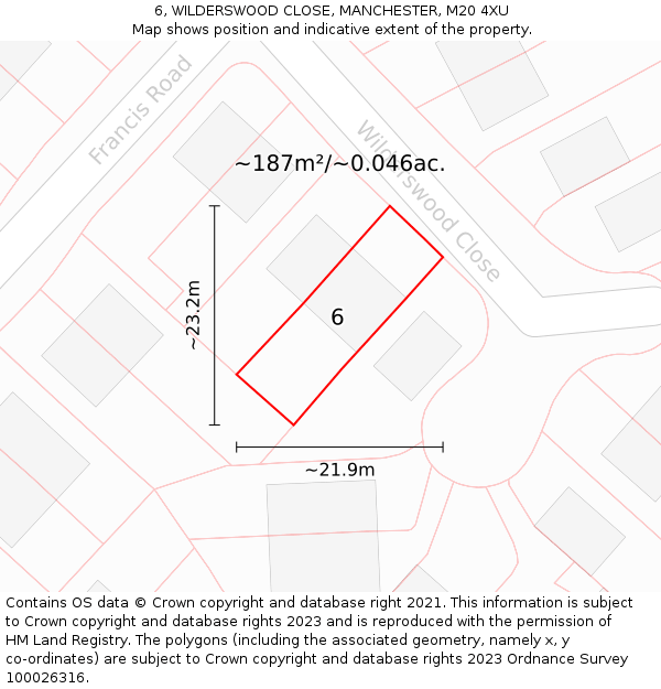 6, WILDERSWOOD CLOSE, MANCHESTER, M20 4XU: Plot and title map