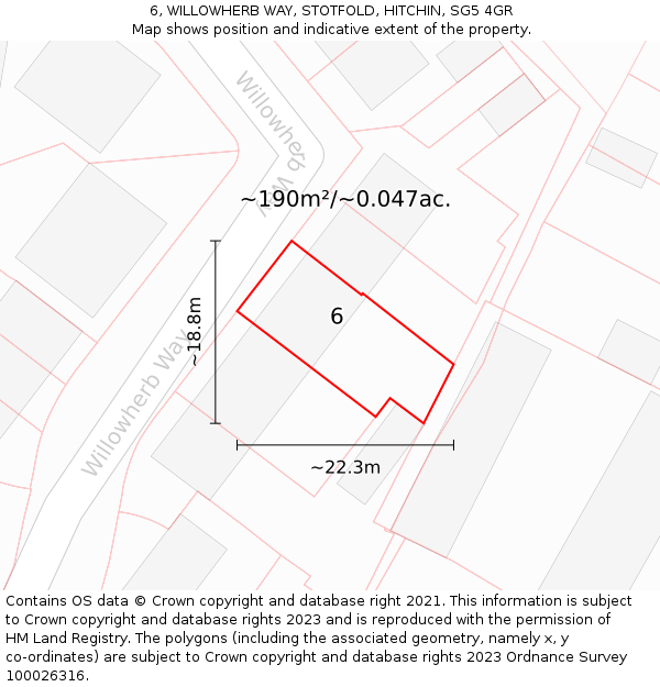 6, WILLOWHERB WAY, STOTFOLD, HITCHIN, SG5 4GR: Plot and title map