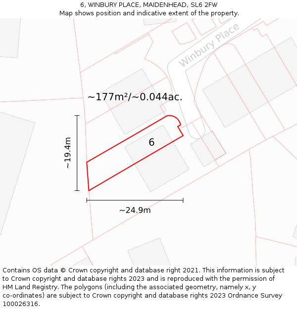 6, WINBURY PLACE, MAIDENHEAD, SL6 2FW: Plot and title map