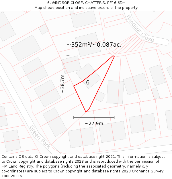 6, WINDSOR CLOSE, CHATTERIS, PE16 6DH: Plot and title map