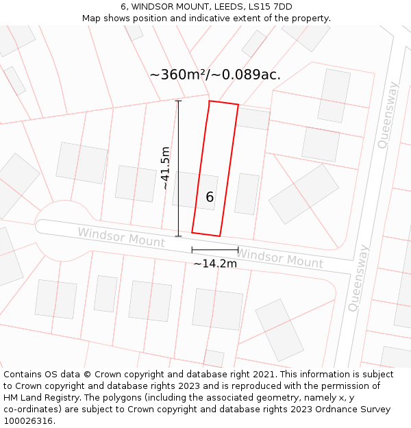 6, WINDSOR MOUNT, LEEDS, LS15 7DD: Plot and title map