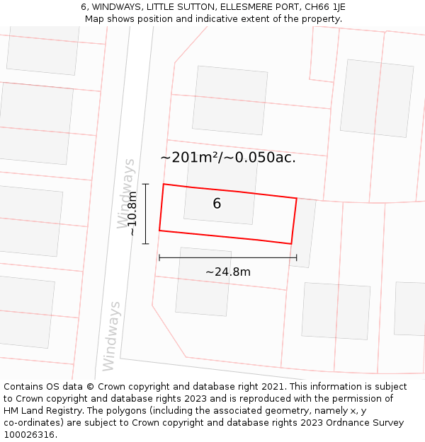 6, WINDWAYS, LITTLE SUTTON, ELLESMERE PORT, CH66 1JE: Plot and title map
