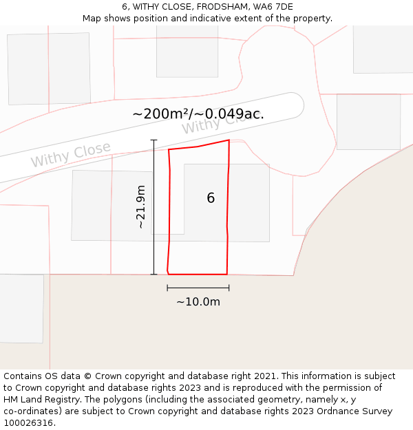 6, WITHY CLOSE, FRODSHAM, WA6 7DE: Plot and title map