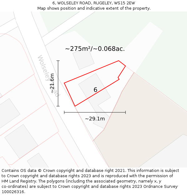 6, WOLSELEY ROAD, RUGELEY, WS15 2EW: Plot and title map