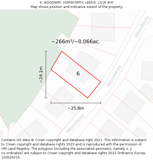 6, WOODWAY, HORSFORTH, LEEDS, LS18 4HY: Plot and title map
