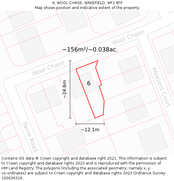 6, WOOL CHASE, WAKEFIELD, WF2 8FP: Plot and title map