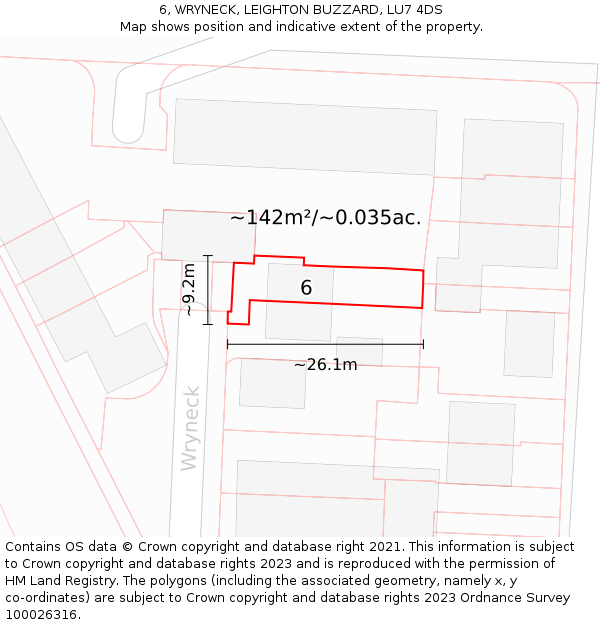 6, WRYNECK, LEIGHTON BUZZARD, LU7 4DS: Plot and title map