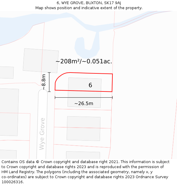 6, WYE GROVE, BUXTON, SK17 9AJ: Plot and title map