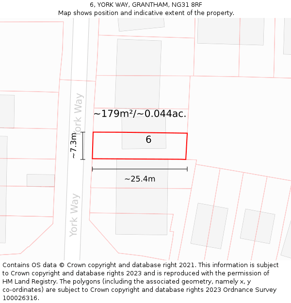6, YORK WAY, GRANTHAM, NG31 8RF: Plot and title map