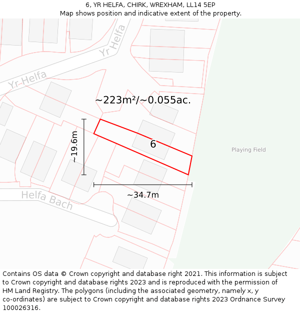 6, YR HELFA, CHIRK, WREXHAM, LL14 5EP: Plot and title map
