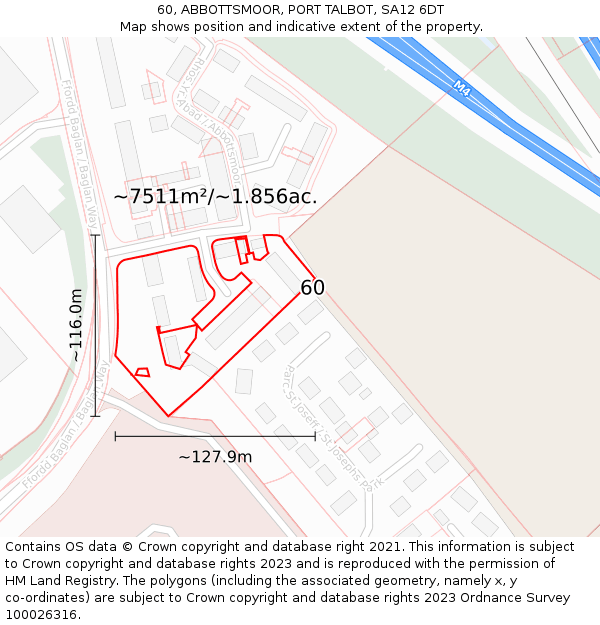 60, ABBOTTSMOOR, PORT TALBOT, SA12 6DT: Plot and title map