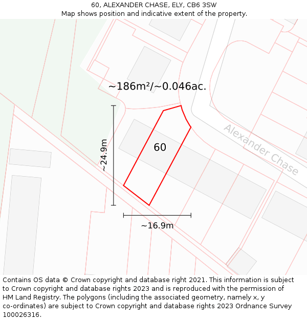 60, ALEXANDER CHASE, ELY, CB6 3SW: Plot and title map