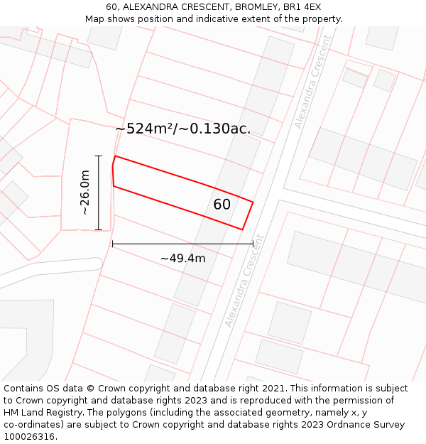 60, ALEXANDRA CRESCENT, BROMLEY, BR1 4EX: Plot and title map