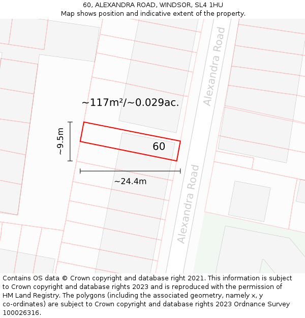 60, ALEXANDRA ROAD, WINDSOR, SL4 1HU: Plot and title map