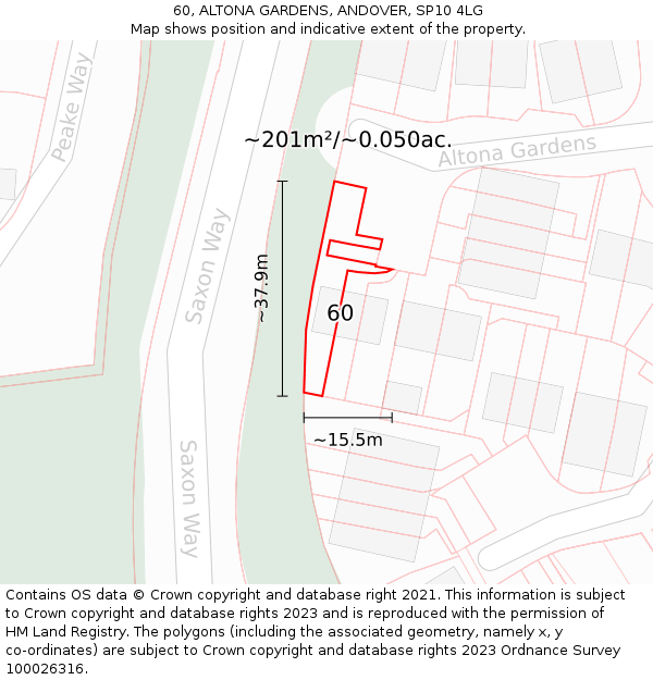 60, ALTONA GARDENS, ANDOVER, SP10 4LG: Plot and title map