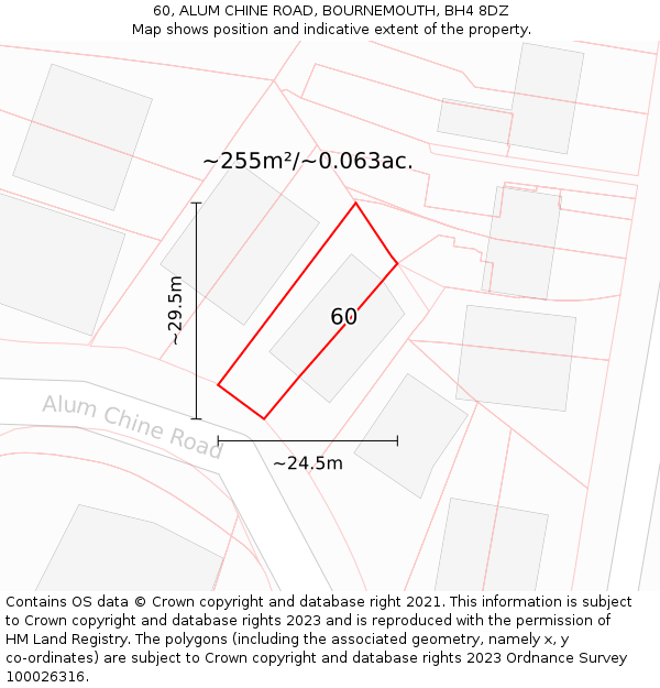 60, ALUM CHINE ROAD, BOURNEMOUTH, BH4 8DZ: Plot and title map