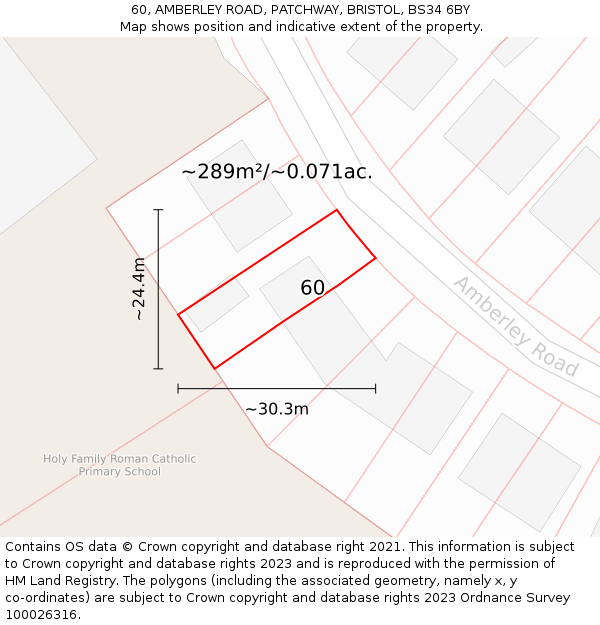 60, AMBERLEY ROAD, PATCHWAY, BRISTOL, BS34 6BY: Plot and title map