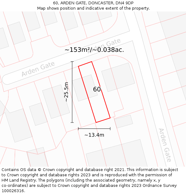 60, ARDEN GATE, DONCASTER, DN4 9DP: Plot and title map