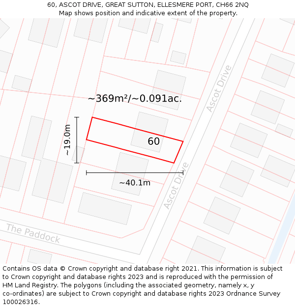 60, ASCOT DRIVE, GREAT SUTTON, ELLESMERE PORT, CH66 2NQ: Plot and title map
