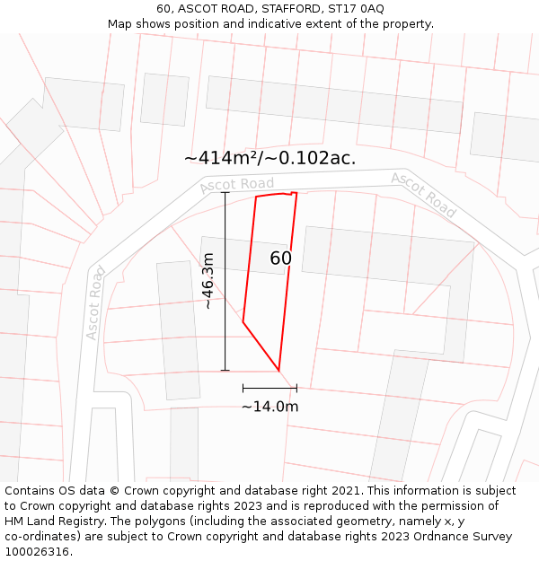60, ASCOT ROAD, STAFFORD, ST17 0AQ: Plot and title map