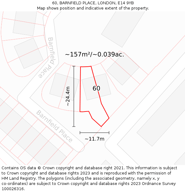 60, BARNFIELD PLACE, LONDON, E14 9YB: Plot and title map