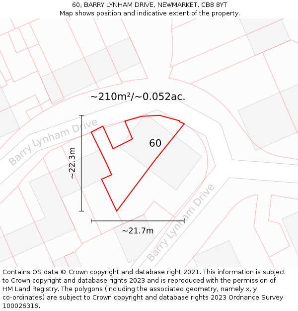 60, BARRY LYNHAM DRIVE, NEWMARKET, CB8 8YT: Plot and title map