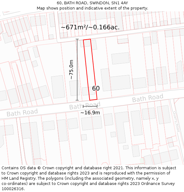 60, BATH ROAD, SWINDON, SN1 4AY: Plot and title map